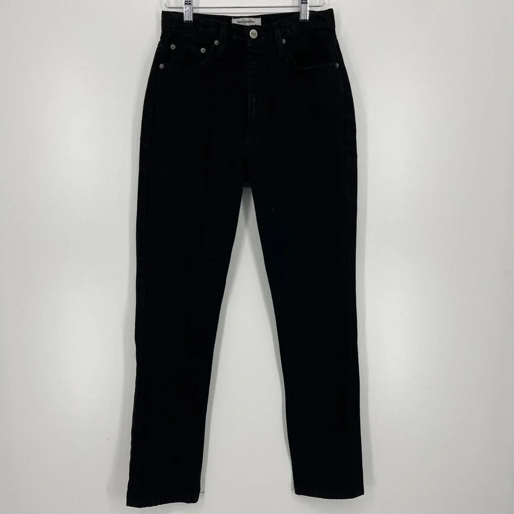 Reformation Jeans Women's 26 Black Stevie‎ Ultra High Rise Slim Straight
